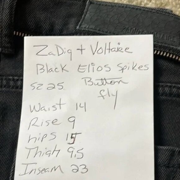 Zadig and Voltaire cropped elios spikes button fly black jeans (sz FR 25) - Picture 11 of 12